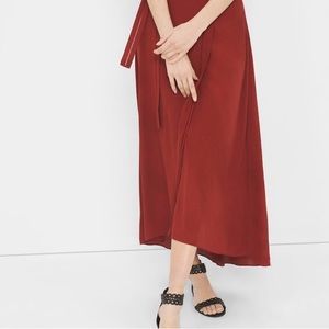 White House Black Markey Rust Orange/Coral Wrap Midi Skirt